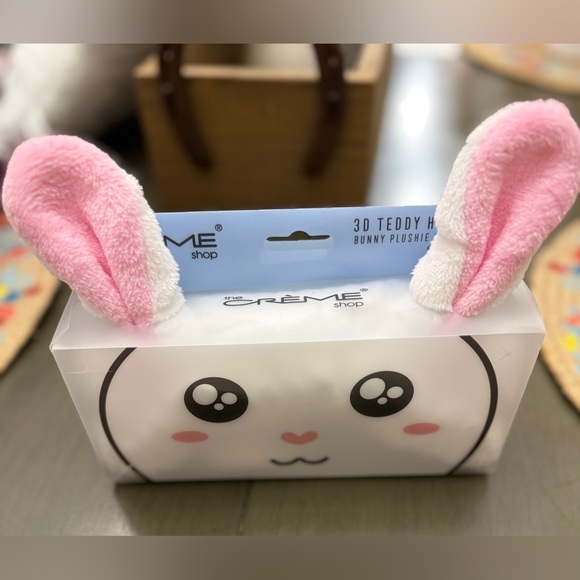 The Crème Shop 3D Teddy Headband Bunny Plush Spa Headband Pink White NWT - Picture 2 of 9